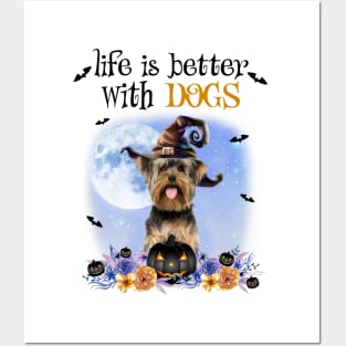 Yorkshire Terrier Witch Hat Life Is Better With Dogs Halloween Posters and Art